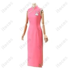 銀魂 神楽 コスプレ衣装 ウサギ柄チャイナドレス｜刺繍映えと美シルエットでイベントに最適 - 2枚目の画像（サムネイル）