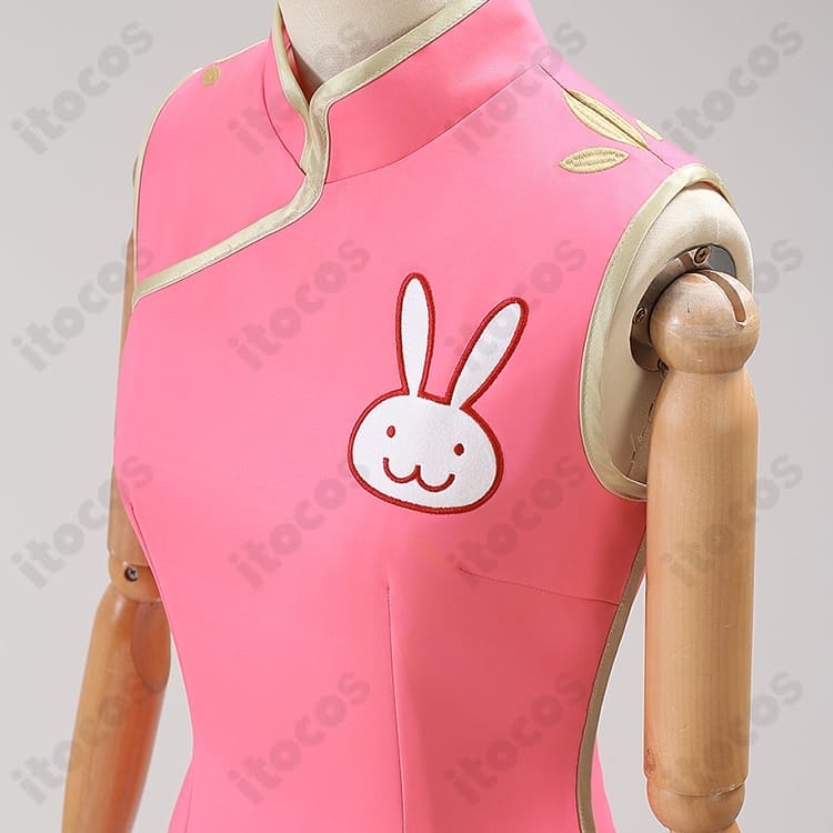 銀魂 神楽 コスプレ衣装 ウサギ柄チャイナドレス｜刺繍映えと美シルエットでイベントに最適 - 4枚目の画像