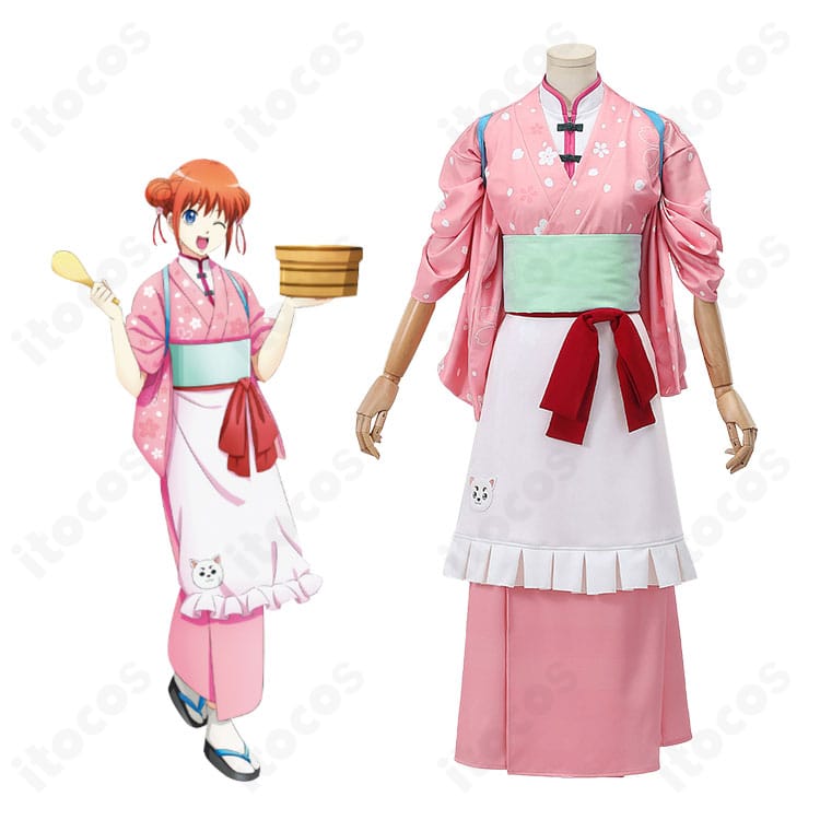 銀魂×andGALLERY 神楽 春色茶房ver.のカフェ制服風コスプレ衣装・正面スタイル