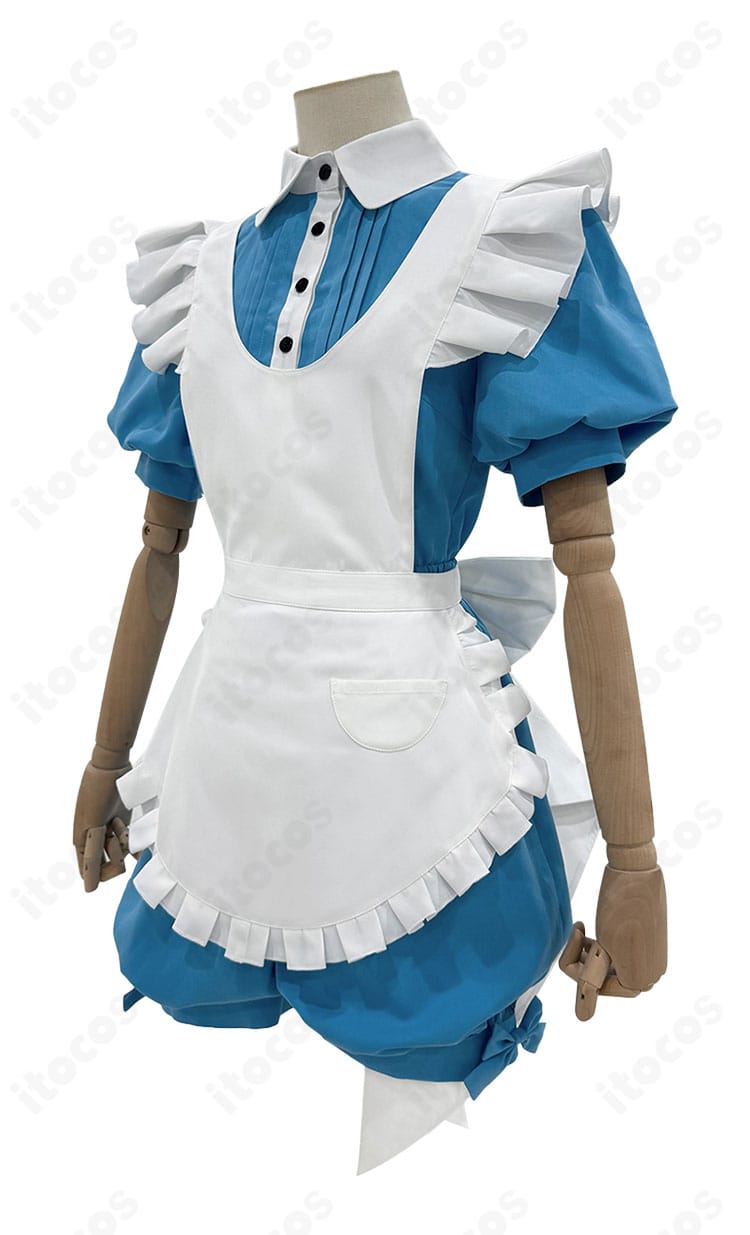 黒執事II シエル・イン・ワンダーランド衣装の左側面ディスプレイ。エプロンの落ち感とウエスト位置のバランスが分かる写真