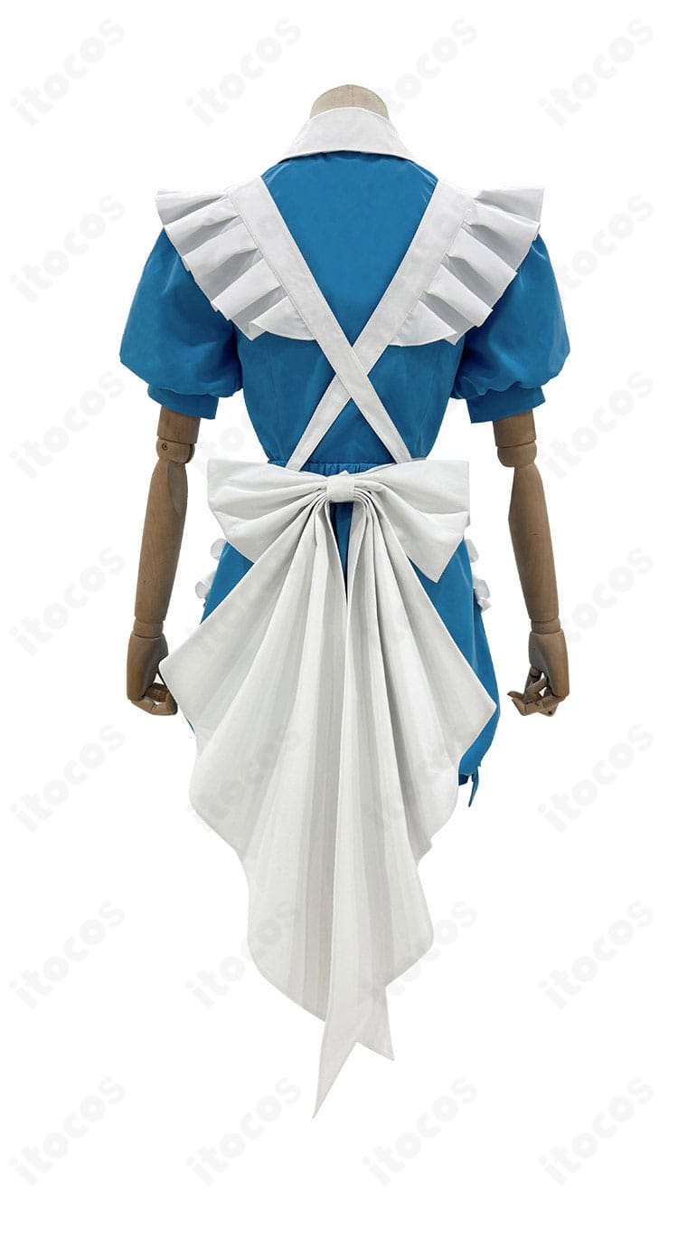 黒執事II シエル・イン・ワンダーランド衣装の背面。大きな蝶結びリボンと背面の縫製ディテールを詳細に撮影