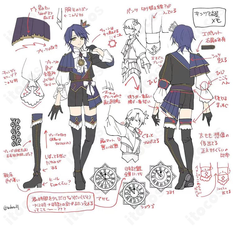 アイドルタイムプリパラ 夢川ショウゴ＆高瀬コヨイ風コスプレ衣装のセット内容。コート・シャツ・ショートパンツ・スカーフ・手袋の5点を高発色素材で再現。