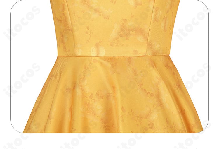 肩の花飾りとスカートの質感を見せるジュディ・ホップス風ドレスの近接画像