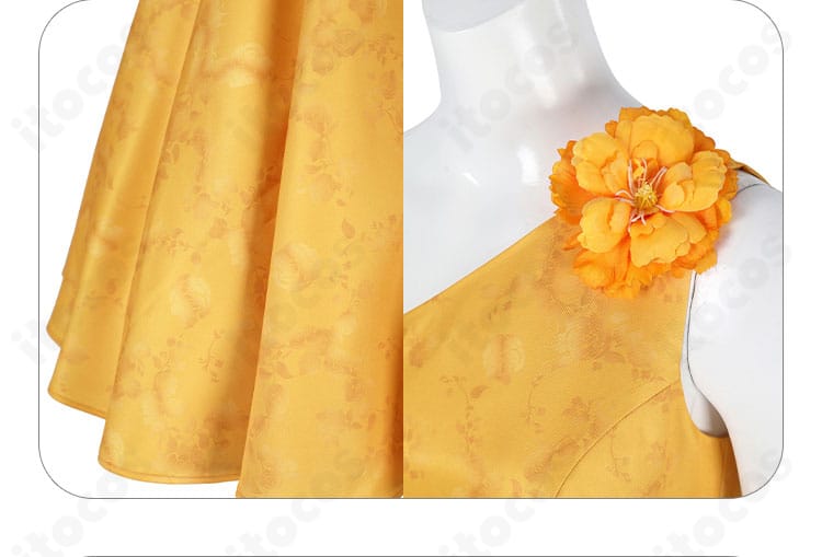 生地の質感・織りと発色を示した花柄ワンピース素材ディテール