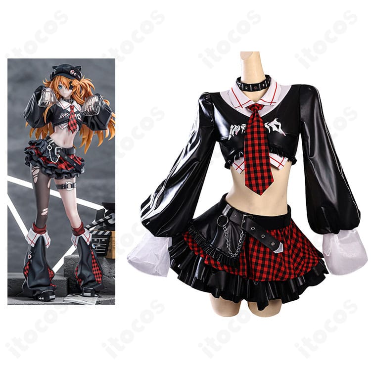 新世紀エヴァンゲリオン 惣流・アスカ・ラングレーのロックバンド風コスプレ衣装を着用したキャラクターイメージ図