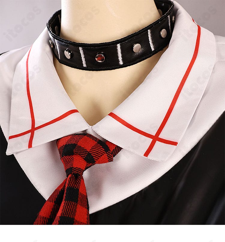 新世紀エヴァンゲリオン アスカ コスプレ衣装の黒チョーカー詳細。首元のアクセントとロック感を強調