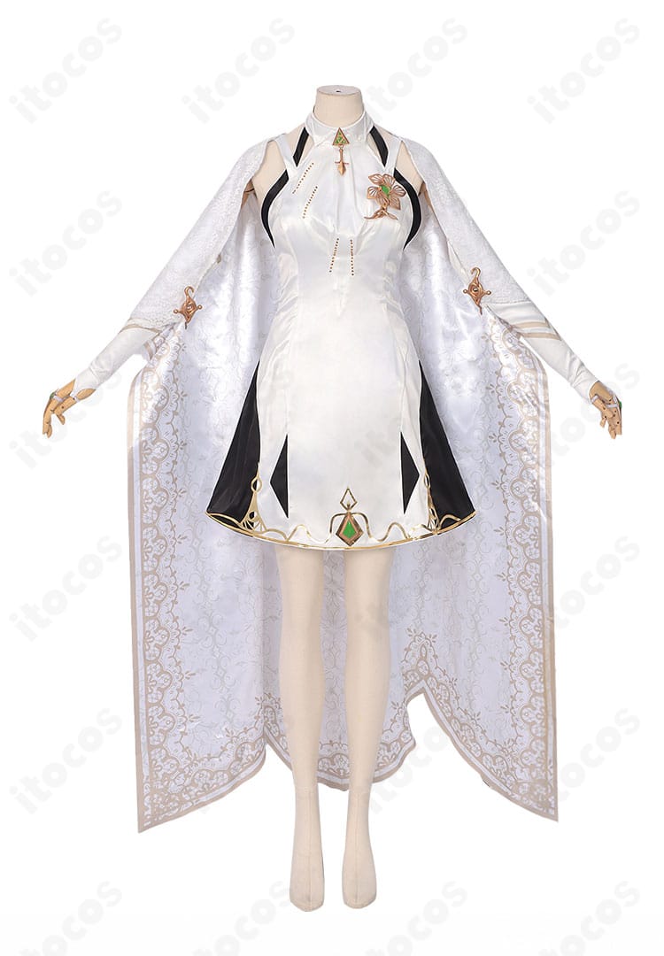 無期迷途 ヒパティア衣装 正面全体。ワンピースの縦ラインと胸飾りが見える高再現コスチューム