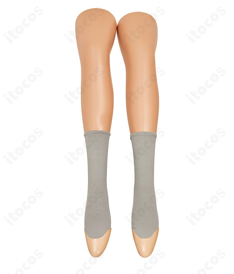 銀魂 3年Z組銀八先生 教師制服コスプレ 靴下の正面装飾ディテール。発色とリブの締め付け感を最適化。