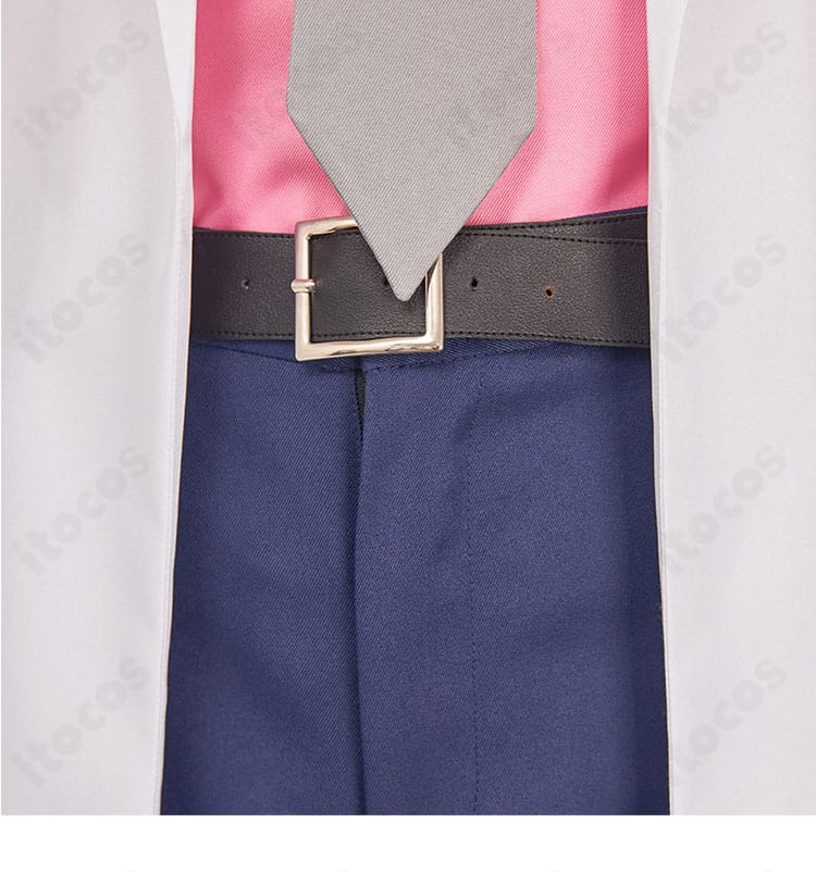 銀魂 坂田銀時 教師制服コスプレ ウエストベルトのディテール。ホール補強と金具の質感で耐久性を確保。