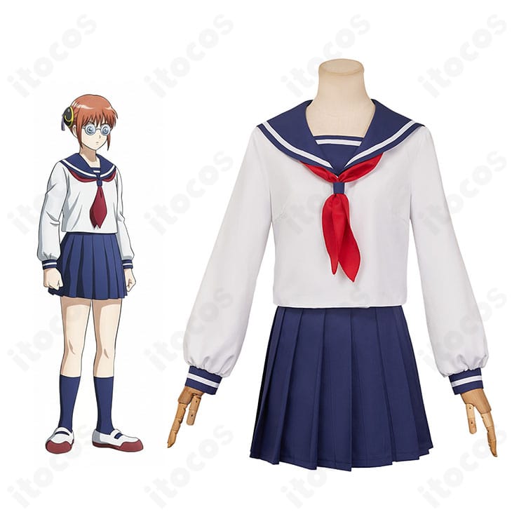 『銀魂 3年Z組銀八先生』志村妙・神楽 学園制服コスプレの全身正面カット