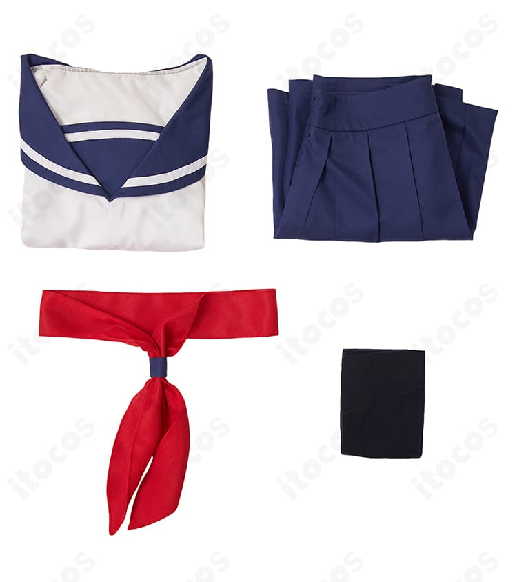 セット内容（トップス・スカート・靴下・スカーフ）を並べたレイアウト