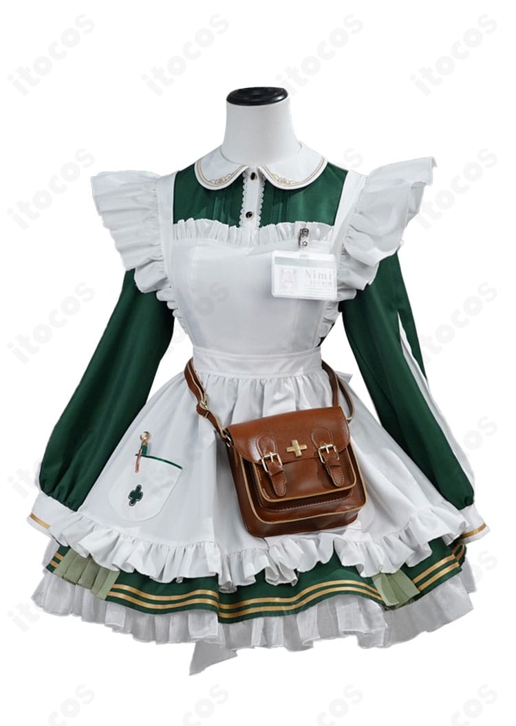 ニミ・ナイトメア ナース服コスプレ衣装 正面全体像｜ワンピースとエプロンのシルエットを忠実再現