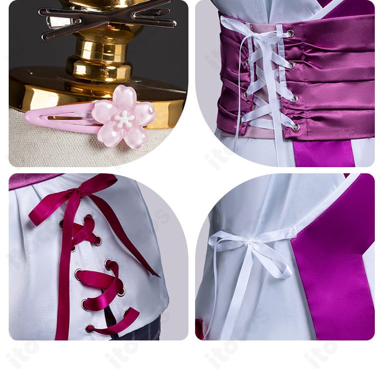 ストリノヴァ 香奈美「世紀の歌姫」髪飾りと腰飾りの全体ディテール。華やかなアクセサリーの存在感と質感表現。