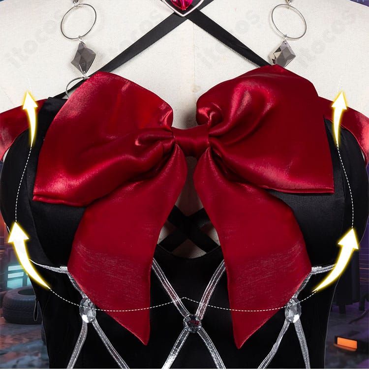 蝶結び（ボウタイ）装飾の接写。質感と縫製ディテールで再現度を表現。