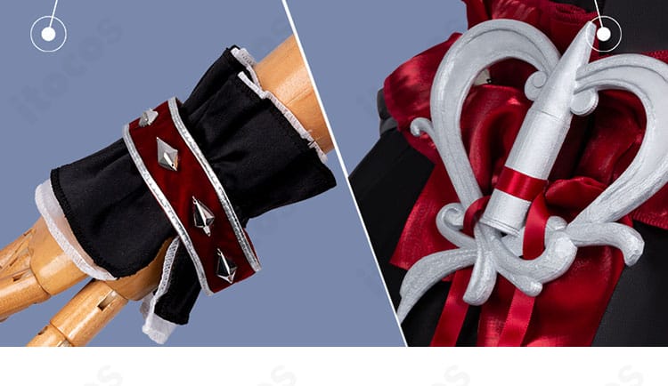 手首飾り・アームカバーのディテール。リボンと装飾パーツの質感が分かる近接カット。