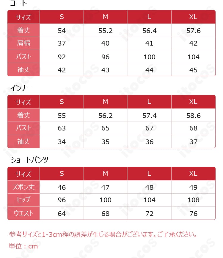 IdentityV 第五人格 画家「掌中の刻印」コスプレ衣装のサイズ表画像。S～XL展開とオーダーメイド対応の案内を示す情報画像。