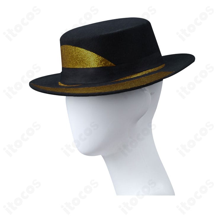 IdentityV 第五人格 隠者 金箔コスプレ衣装 付属の帽子ディテール。形状と縁の装飾を拡大