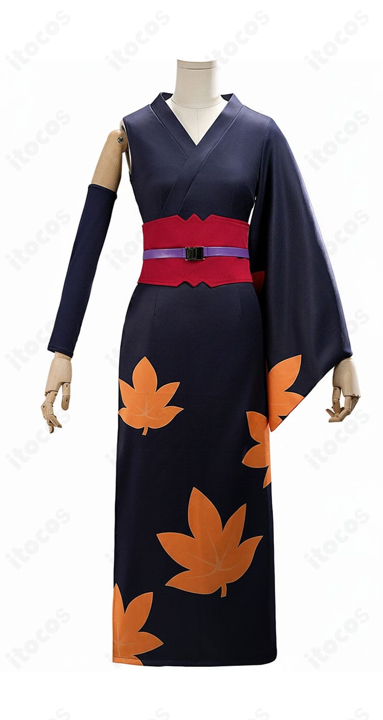 銀魂 月詠 コスプレ衣装 正面全体図。着物のラインとコルセットベルトの配置を高品質に忠実再現。