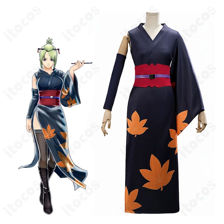 銀魂 月詠 通常衣装のコスプレ一式を着用した全身イメージ。和風の斜襟とコルセットで凛とした雰囲気を再現。