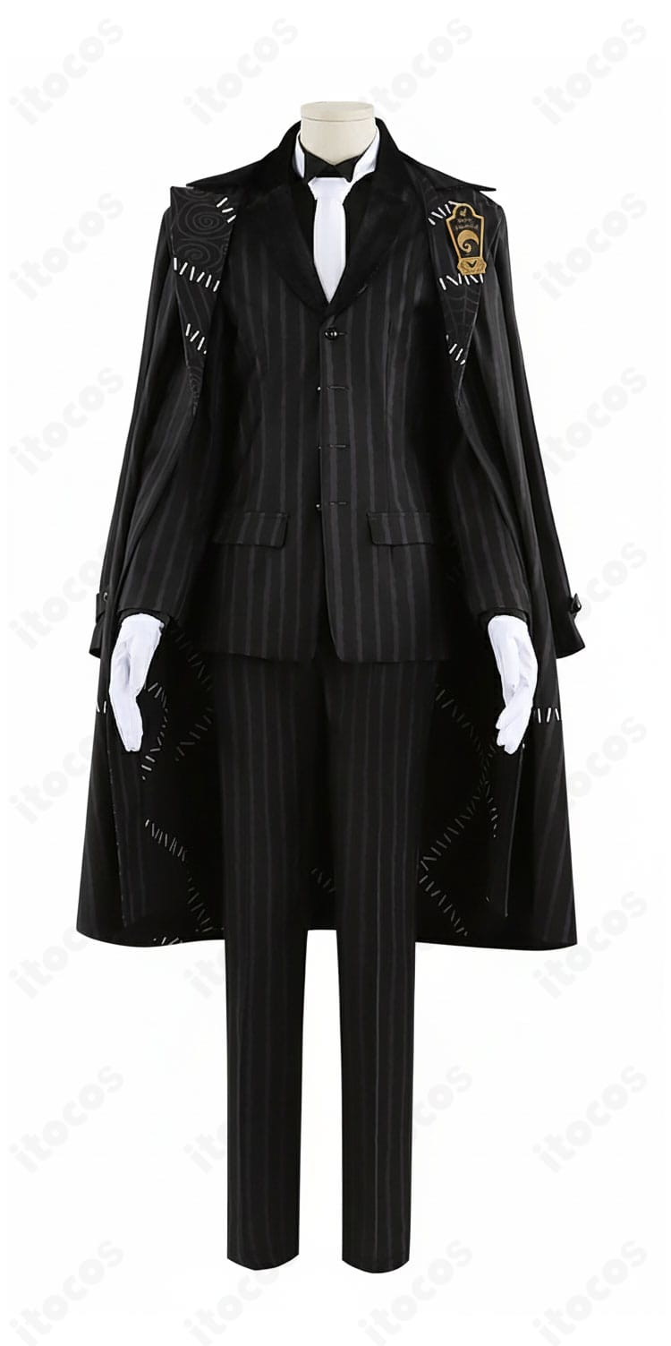 ツイステ ジャミル・バイパー ナイトメアースーツの正面全体。マントとコートを含む高再現のフルコーデ