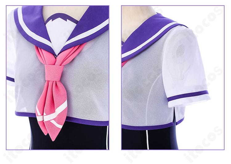 崩壊3rd ブローニャ・ザイチク スクール水着のネクタイと袖口のアップ。学園風アクセントが上品。