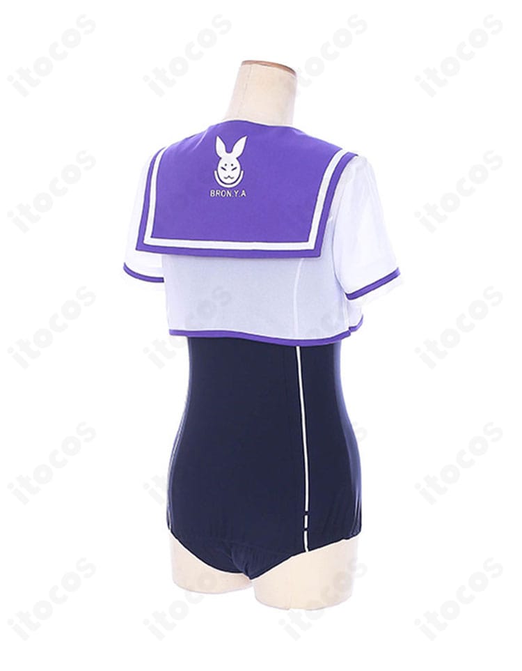 崩壊3rd ブローニャ・ザイチク スクール水着の背面細部アップ。背中ラインとカットデザインを丁寧に再現。