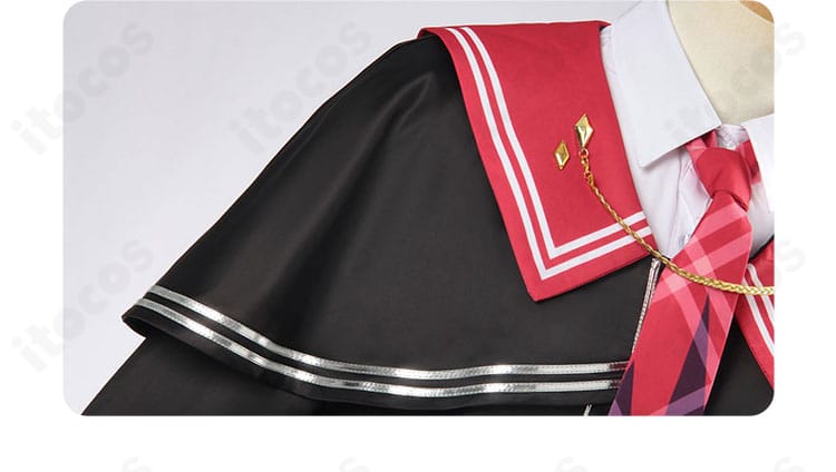 二階堂ヒロ コスプレ衣装の襟元ディテール。シャツとコート襟の重なりが分かる高級感のある仕様