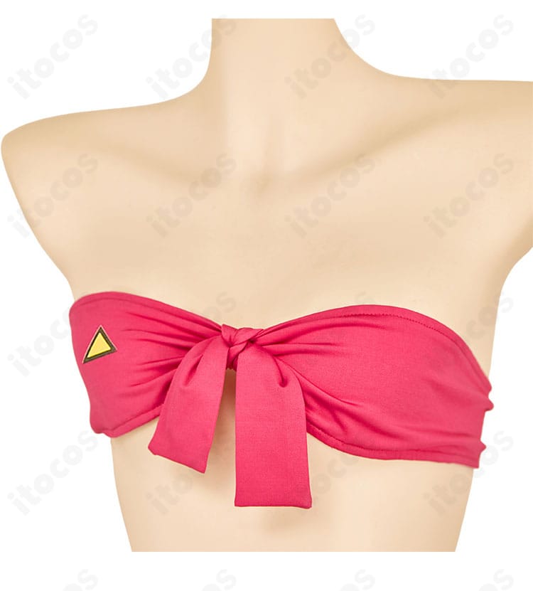 ストリートファイター6 キャミィ水着コスプレ トップス細部アップ。縫製の整ったエッジ仕上げ