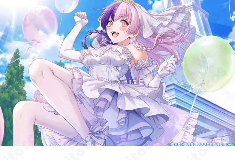 2.5次元の誘惑 753♡ 花嫁コスプレ衣装の全身イメージ。ITOCOS製オーダーメイド、ワンピース・蝶結び・手袋・ベールのセットでイベントや撮影会に最適。