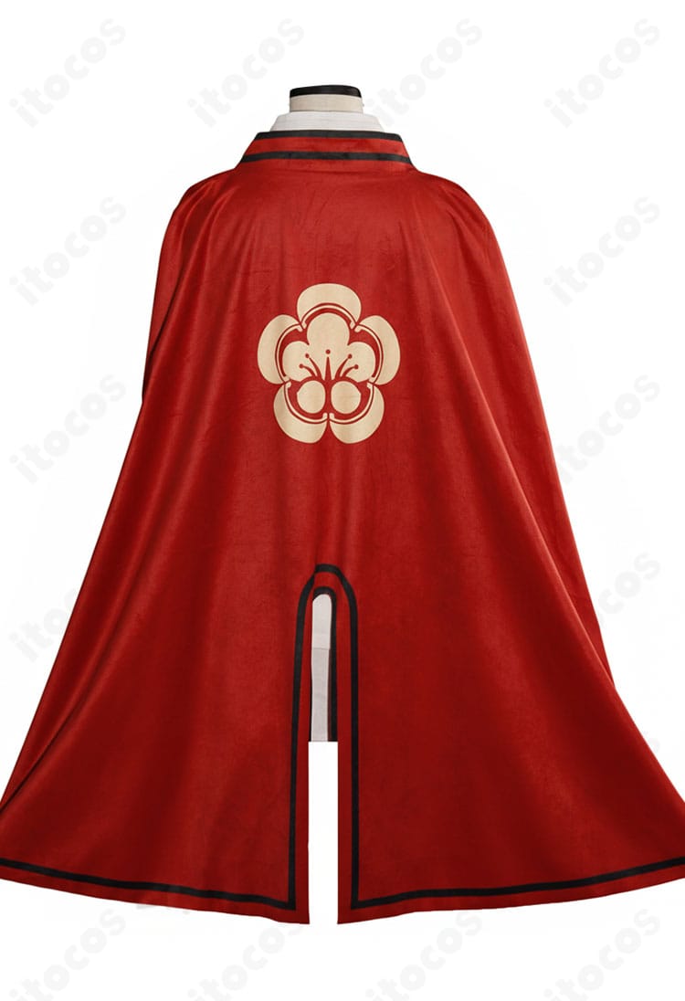 背面ディテールの接写。マントのドレープと背面留め具の構造が確認できる凶鳥狂死香 私服コスプレ衣装。