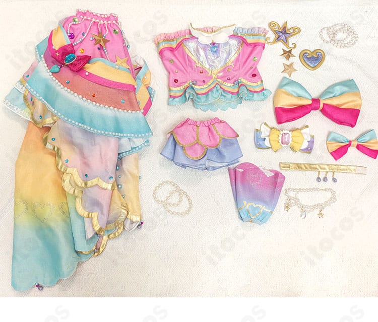 レインボーエトワールコーデのセット内容一覧。トップス・スカート・羽飾り・アクセサリーなどフルセットで揃う構成