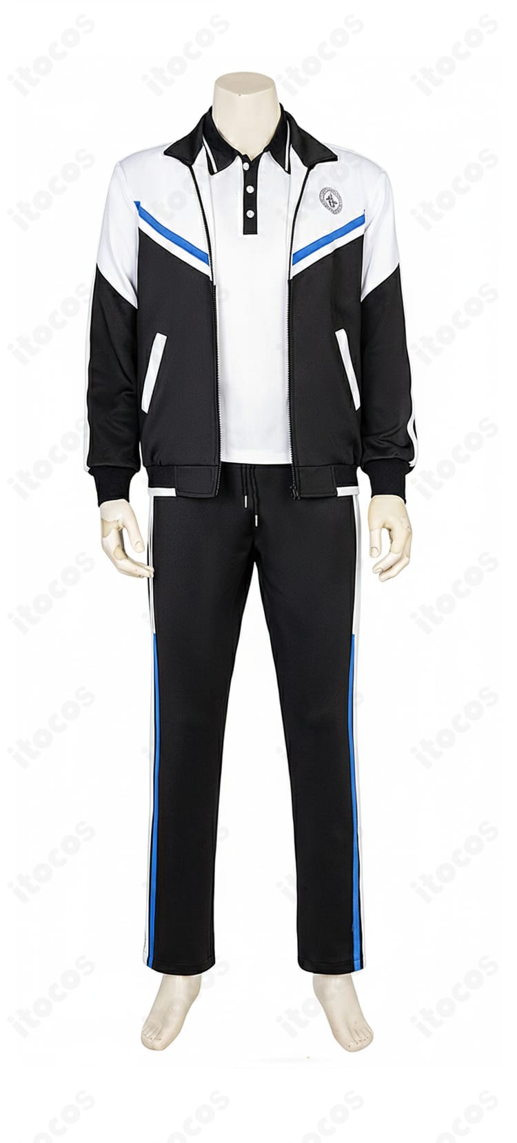 恋と深空 在りし日々 カレ共通コスプレ衣装の正面ディテール。コート・トップス・ズボンの配色とシルエットが分かる画像