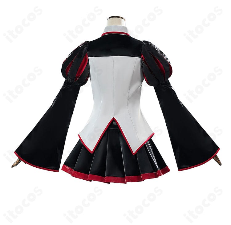 雑音ミク コスプレ衣装 背面ディテール。背面開閉の構造とスカート丈のバランスがわかる撮影用カット。