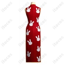 銀魂 神楽 ウサギ柄チャイナドレス衣装｜高再現で動きやすい設計、イベント撮影に最適 - 4枚目の画像（サムネイル）