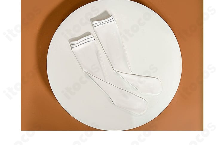 プロセカ鏡音レン衣装のソックス足元ディテール。リブの締め付け具合と丈感がわかる