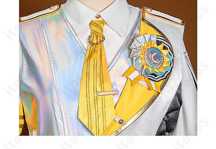 プロセカ鏡音レン衣装のネクタイ詳細。結び目の立体感と色味の再現を示すディテール写真