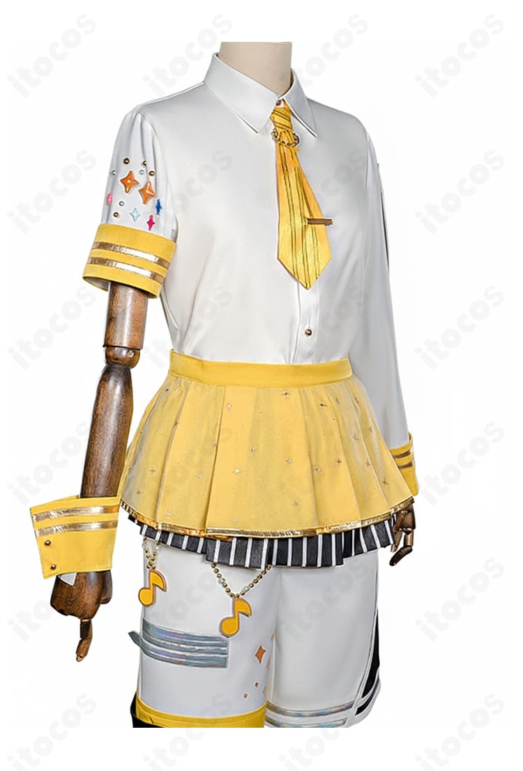 プロジェクトセカイ 鏡音レン衣装の装飾とスカート裾アップ。縁取りの発色とハリ感を強調