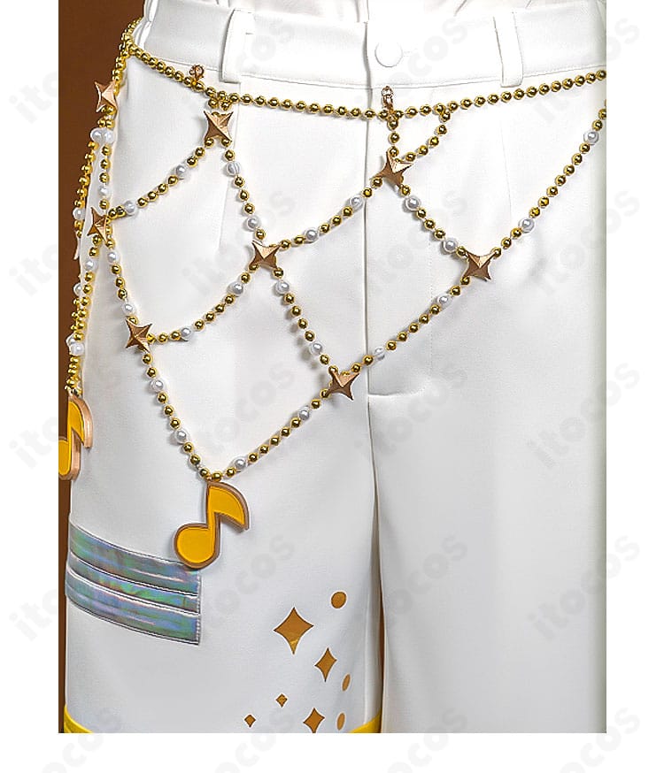 鏡音レン衣装の腰飾りディテール。金具の艶と縫い付け強度を確認できるアップ