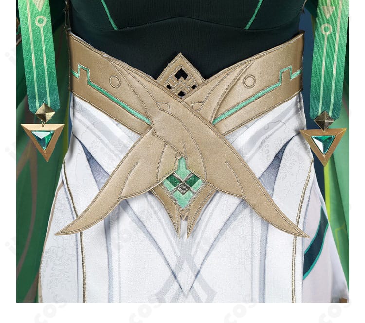 原神 ネフェル コスプレの腰飾ディテール。模様と金具の仕上げを近距離で紹介