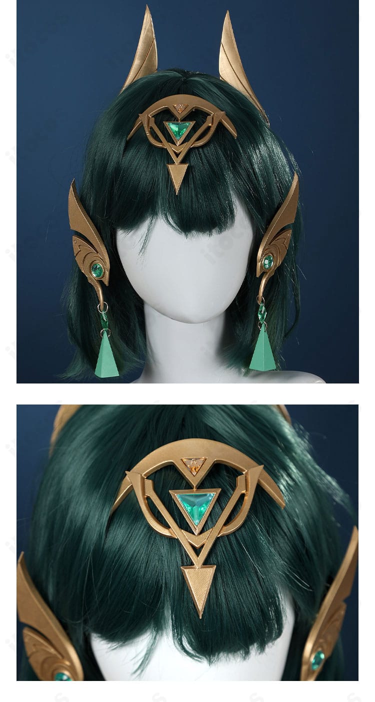 原神 ネフェル コスプレの髪飾り正面ディテール。印象的なポイントをクリアに表示