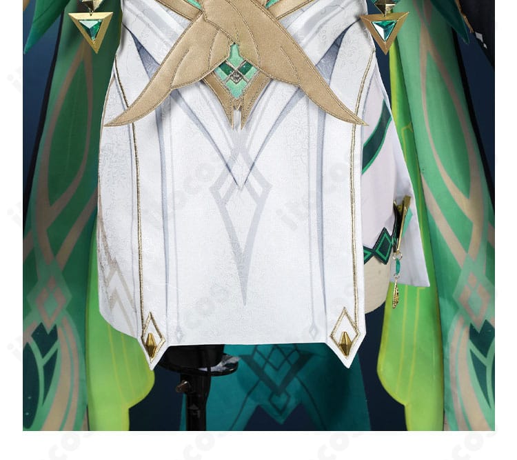 原神 ネフェル コスプレのスカート裾装飾ディテール。華やかな裾模様とレイヤー構造