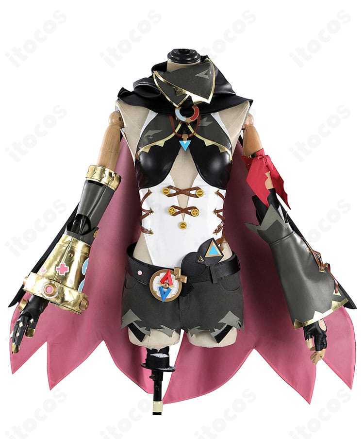原神 ヤフォダ コスプレ衣装の正面全体。マントと腰飾りを含むフルセット外観