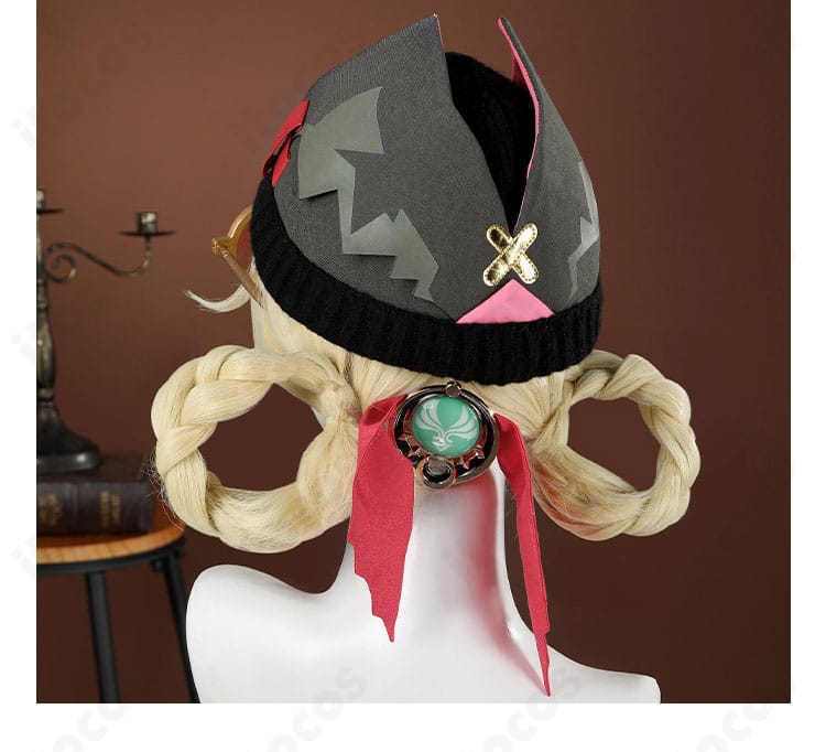 原神 ヤフォダ 帽子背面の装飾と留め具。後姿の情報量を強化