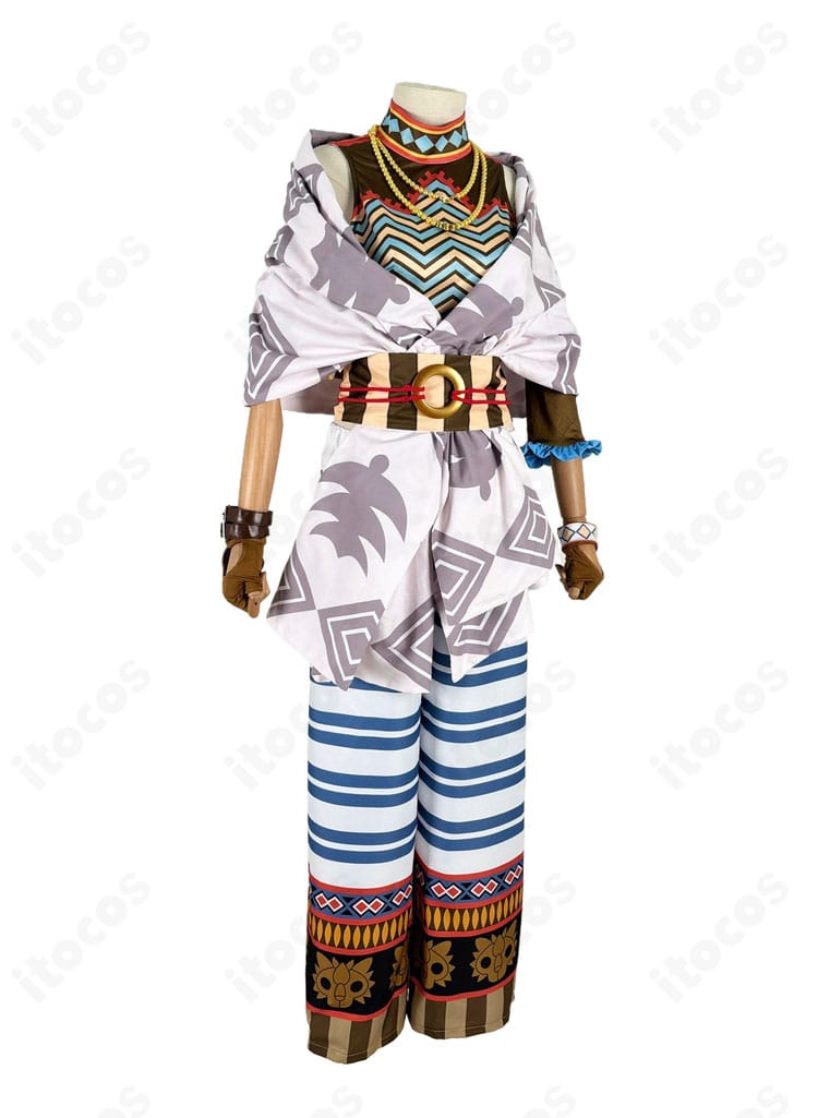 商品右側画像｜ディズニー ツイステッドワンダーランド レオナ 百獣の装束 コスプレ衣装の右側全身。立体的なラインを強調