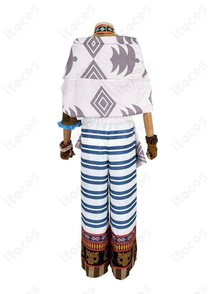 商品背面画像｜レオナ・キングスカラー 百獣の装束 コスプレ衣装の後ろ姿。背面ディテールと丈感を詳細に示す