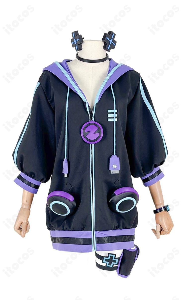 大人ネプテューヌ コスプレ衣装の正面全体画像。高発色の紫系ロングコートとバランスの良いシルエットを明確に確認できます。