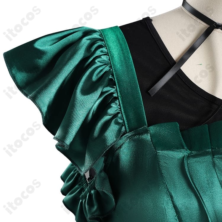 ウェンズデー アグネス・ミデル 緑ドレス衣装｜高再現ディテールと美シルエットで撮影映え - 4枚目の画像