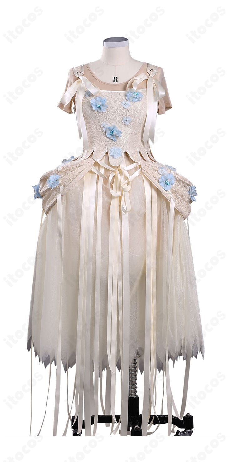 イーニッド・シンクレア 狼族の少女ドレス コスプレ衣装の正面全体図。ワンピースのシルエットと装飾配置を確認できます。