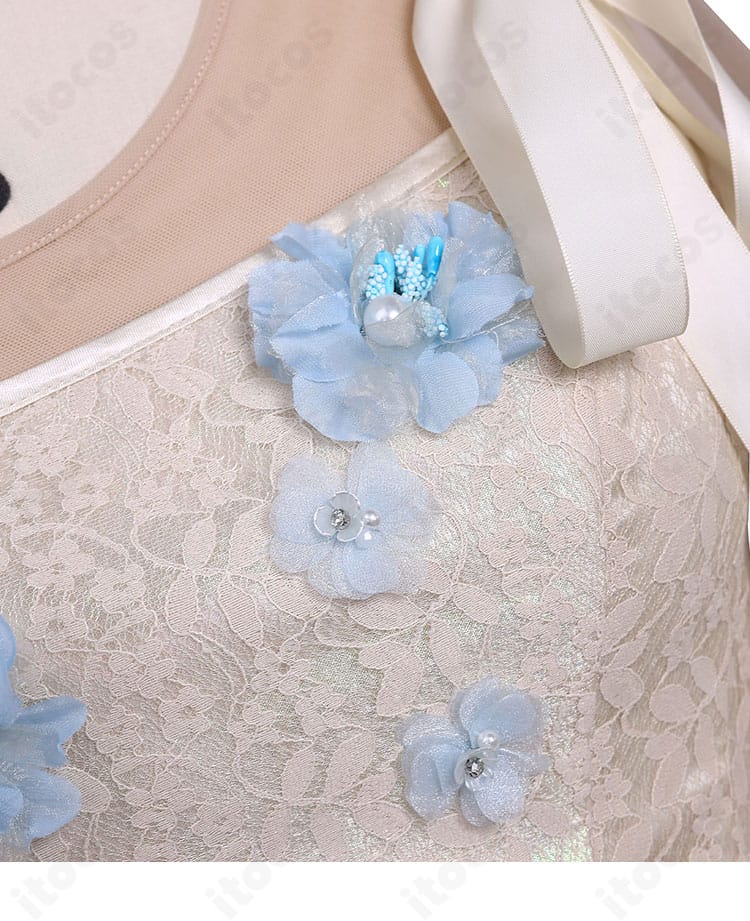 イーニッド・シンクレア 狼族の少女ドレスの花飾りディテール。立体感のあるパーツ構成を強調。