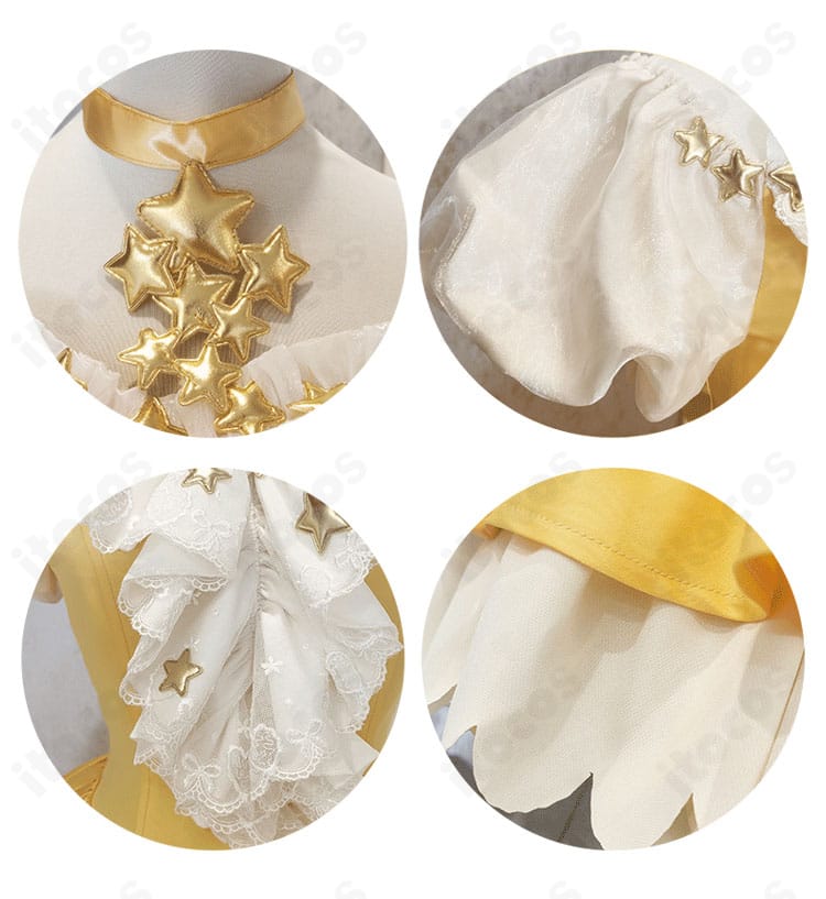 木之本桜 星のドレス 装飾ディテールの近接。胸元の星パーツや縫製ラインの仕上がりが分かるクローズアップ画像。